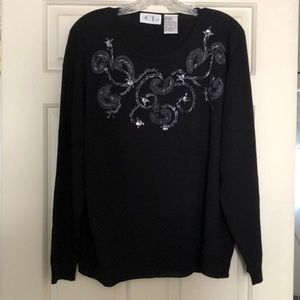 Cricket Lane Black Embellished Crew Neck Sweater